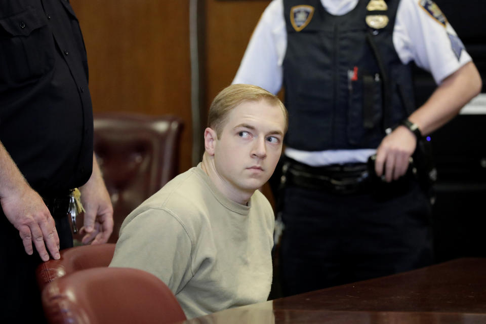 James Jackson, accused of traveling to New York City&nbsp;to fatally stab an African-American man in a racially motivated attack, appears in court in May 2017. (Photo: Lucas Jackson / Reuters)