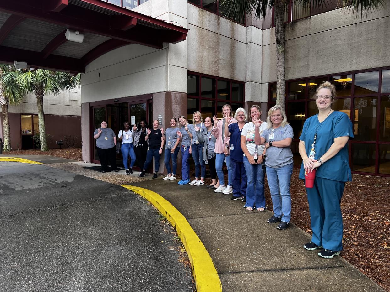 Doctor's Memorial Hospital staff bid farewell to the Federal Disaster Medical Assistance Team (DMAT) who provided support after Hurricane Idalia.