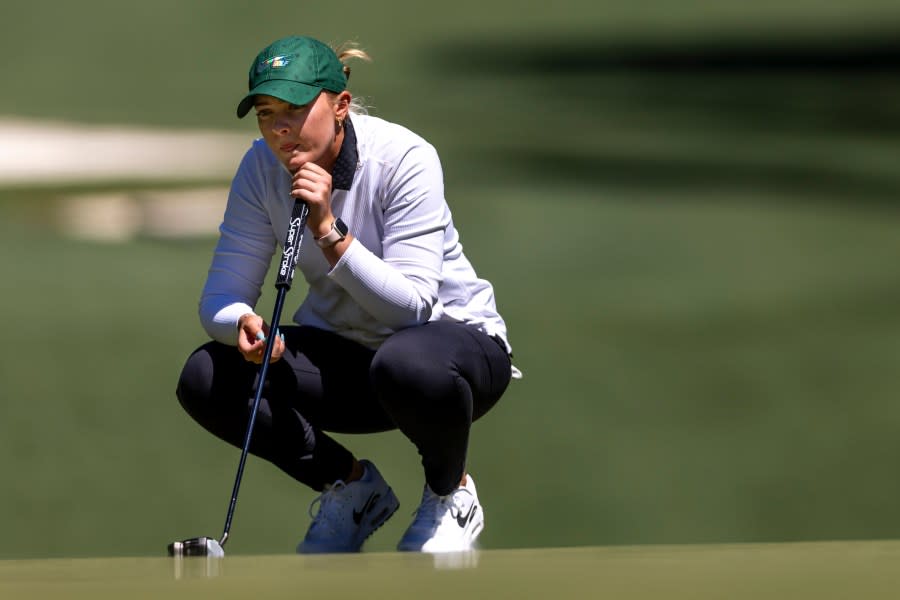 Bailey Shoemaker of the United States lines up a putt on the No. 10 green during the final round of the Augusta National Women’s Amateur at Augusta National Golf Club, Saturday, April 6, 2024. (Photo courtesy: Augusta National Women’s Amateur)