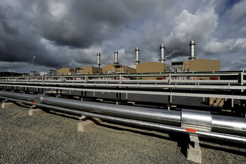 FILE PHOTO: Energy company RWE npower's new gas-fired Pembroke Power Station, the largest of its type in Europe, is seen during its completion ceremony in Pembroke September 19, 2012. The 2000MW station, which cost 1 billion pounds Sterling ($1.62 billion