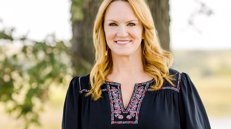 Ree Drummond smiling outside in black shirt