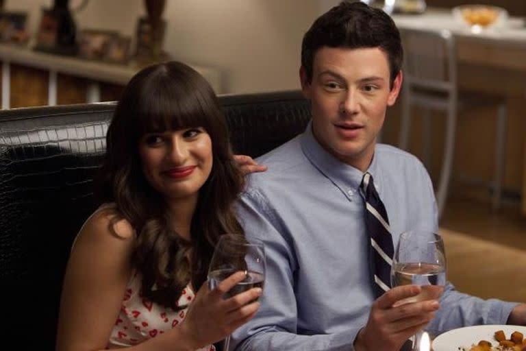 Lea Michele y Cory Monteith como Rachel Berry y Finn Hudson en Glee