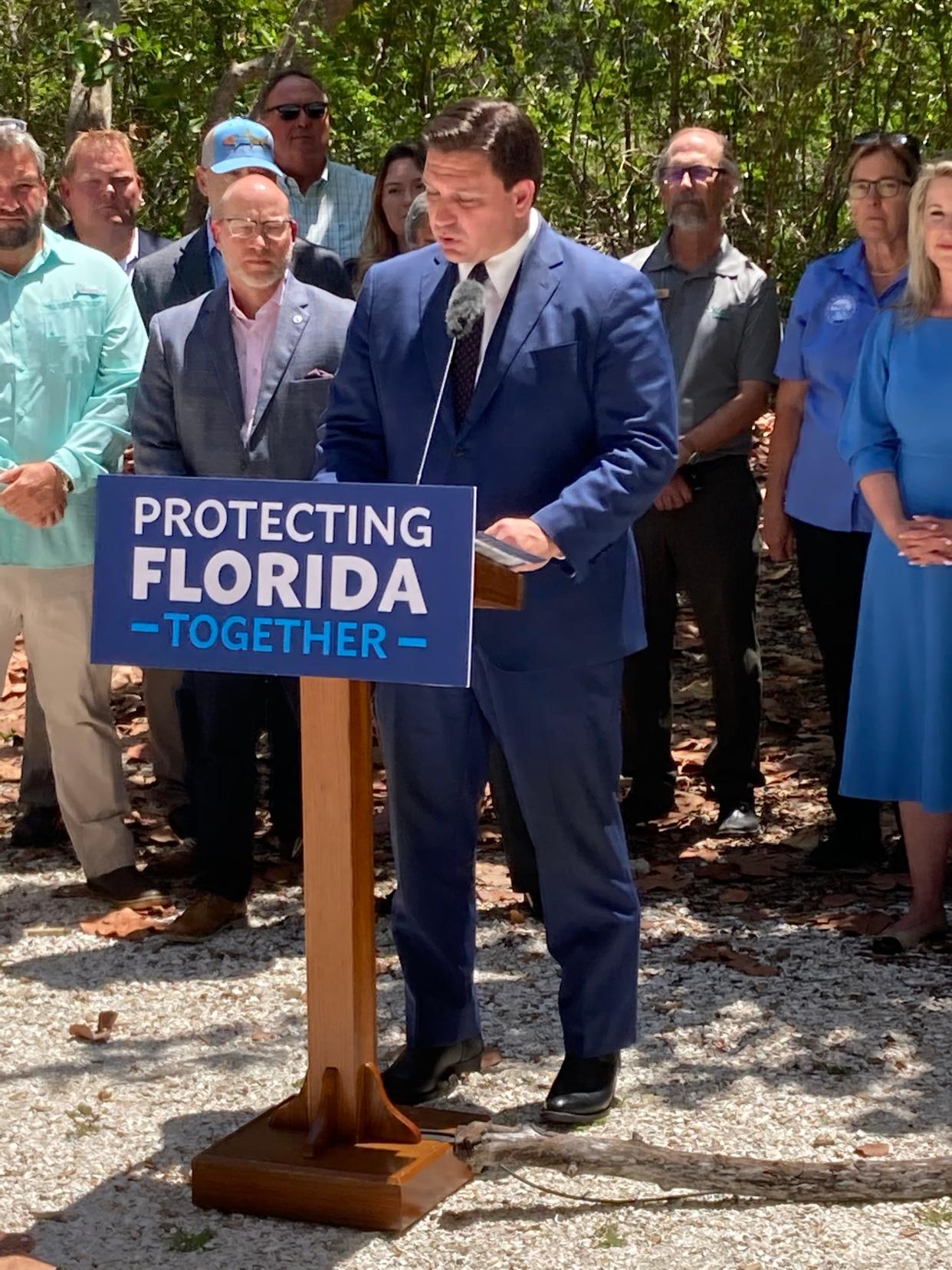 Gov. Ron DeSantis talks about a $20 million program aimed at better helping communities prepare for sea level rise and climate change.