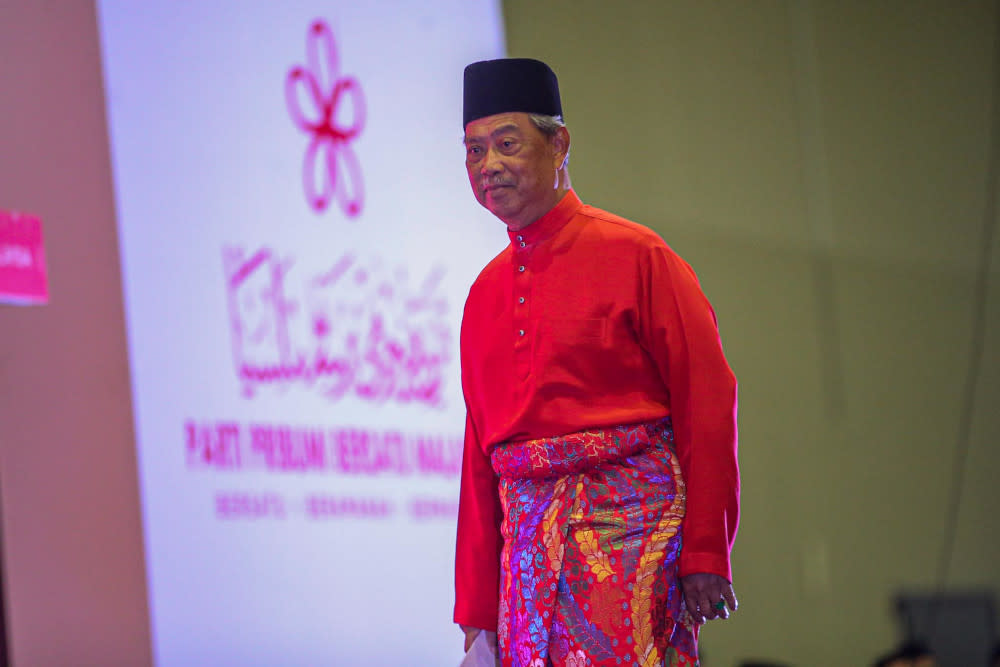 Bersatu president Tan Sri Muhyiddin Yassin attends Bersatu’s fourth anniversary celebrations at Mitec Kuala Lumpur September 8, 2020. — Picture by Hari Anggara