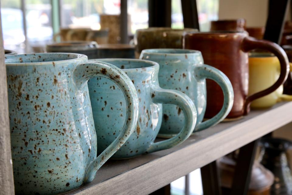 Pottery for sale is seen Friday, June 23, 2023, at Three Ravens Pottery in the Midtown District in Rockford.