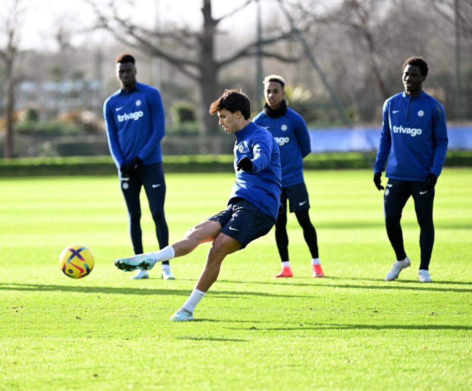 Joao Felix in Chelsea training: (Chelsea FC via Getty Images)