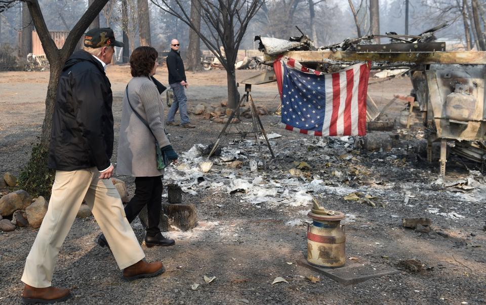 Trump visits devastation of the deadly California wildfires