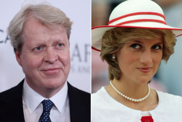 <p>Amanda Edwards/WireImage ; Bettmann</p> Charles Spencer at the BBC America BAFTA Los Angeles TV Tea Party 2017 on September 16, 2017 in Beverly Hills, California. ; Diana, Princess of Wales during a state visit to Edmonton, Alberta.