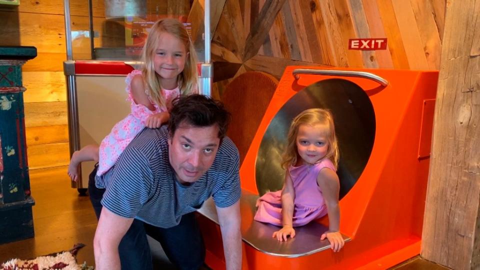 Jimmy Fallon with his daughters. NBCU Photo Bank via Getty Images