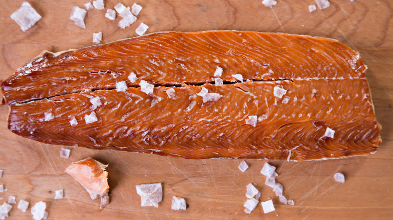 Smoked salmon with Maldon salt