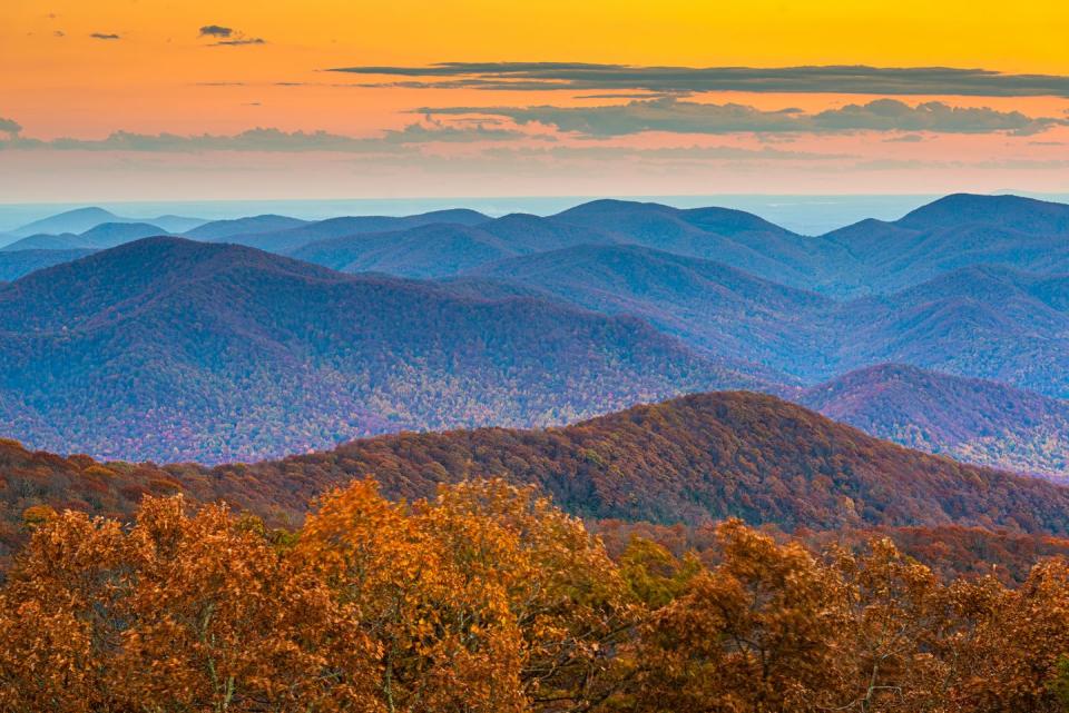 best honeymoon destinations in the us blue ridge mountains at sunset in north georgia