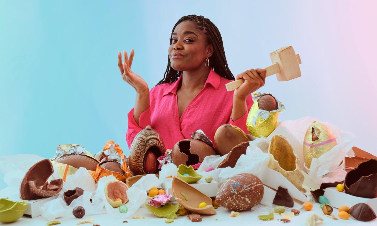 <span>Benjamina Ebuehi. Hair and makeup: Neusa Neves at Arlington Artists using Emolyne Cosmetics and Dermalogica skin care.</span><span>Photograph: Phil Fisk/The Observer</span>