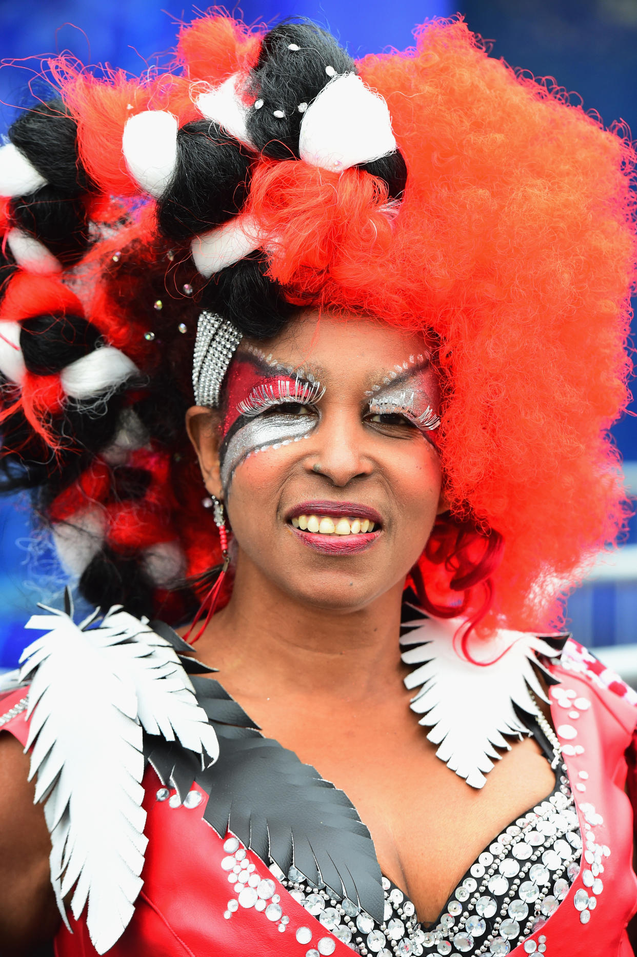 Atlanta Falcons superfan, Carolyn Freeman, in one of her custom Birdlady outfits. (Photo: Getty Images)