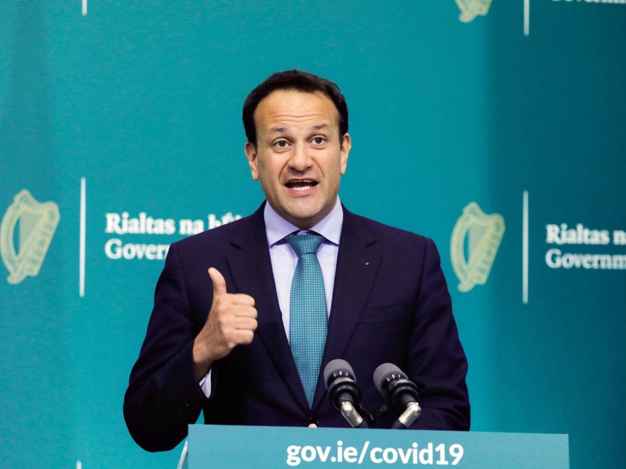 Leo Varadkar during a media briefing on coronavirus (Covid-19) in Government Buildings, Dublin: PA