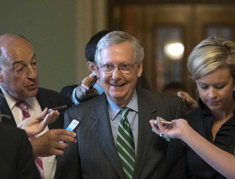 Senate Majority Mitch McConnell, after introducing a plan to roll back the Affordable Care Act on June 22. (AP Photo/J. Scott Applewhite)