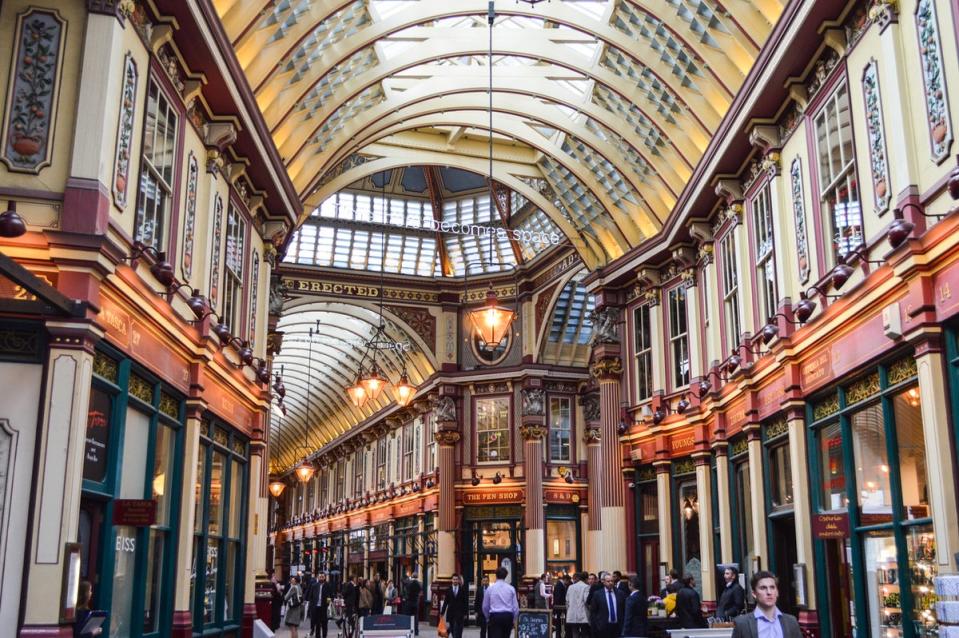 Leadenhall Market on Gracechurch Street featured in two Harry Potter films (Getty Images)