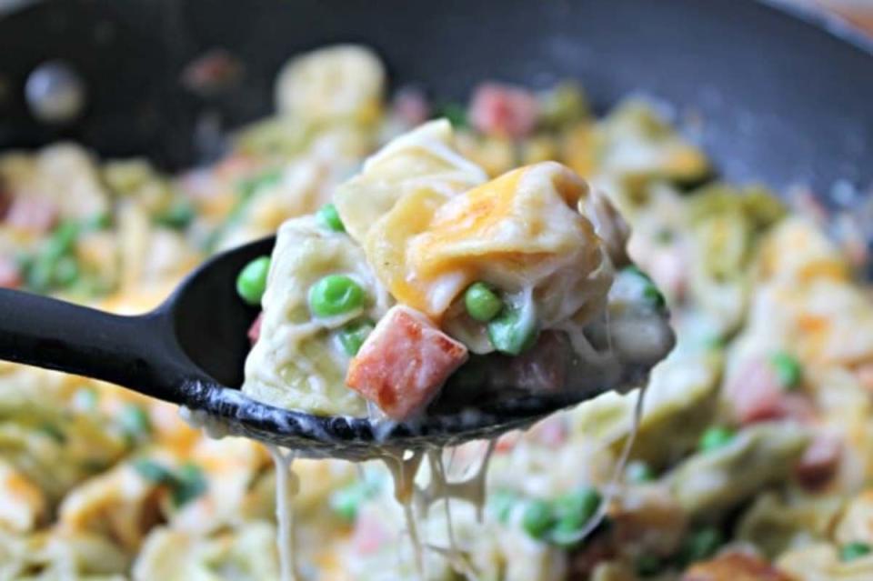 <p>Foody Schmoody Blog</p><p> This tortellini skillet meal is a great way to use up your leftover ham from Easter. No leftover ham? No worries, grab a quick ham steak.</p><p><strong>Get the recipe: <a href="https://foodyschmoodyblog.com/leftover-ham-and-tortellini-skillet-meal/" rel="nofollow noopener" target="_blank" data-ylk="slk:Leftover Ham and Tortellini Skillet;elm:context_link;itc:0;sec:content-canvas" class="link ">Leftover Ham and Tortellini Skillet</a></strong></p>