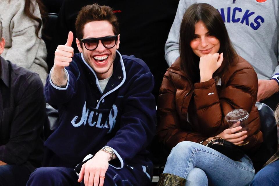 Pete Davidson and Emily Ratajkowski in Grizzlies vs. Knicks game