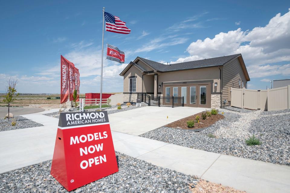 A Richmond American model home sits in the North Vista Highlands subdivision on Thursday, August 10, 2023.