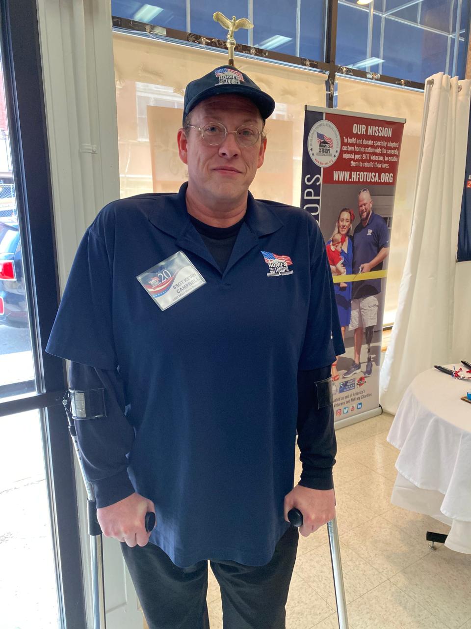 Homes for our Troops 2022 recipient Kevin Campbell, who served in the U.S. Air Force, came from his home in Kennebunkport, Maine to attend the organization's 20-year anniversary celebration on Tuesday, Feb. 6, 2024.