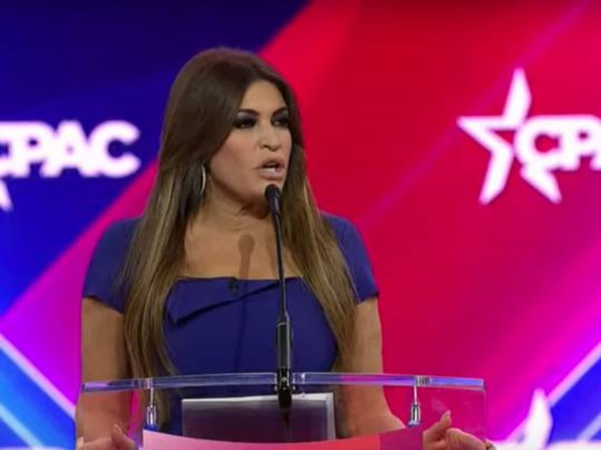 Kimberly Guilfoyle, the conservative media personality and fiance of Donald Trump Jr, was met by a sparsely occupied auditorium for her CPAC speech. (CPAC)