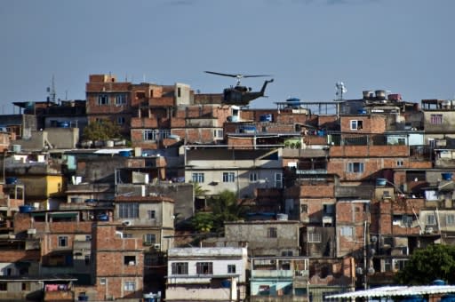 The helicopters tend to fly low over the favela -- in the first half of 2019, helicopters were used in eight of 21 police operations in Rio's Mare slum complex