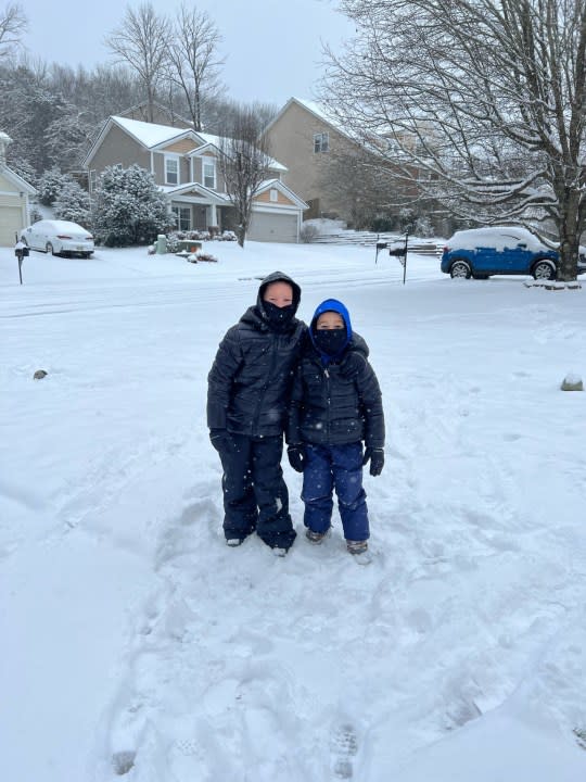 Reid and Lane Angell playing in the snow in Hendersonville (Courtesy: Tiffany Angell)