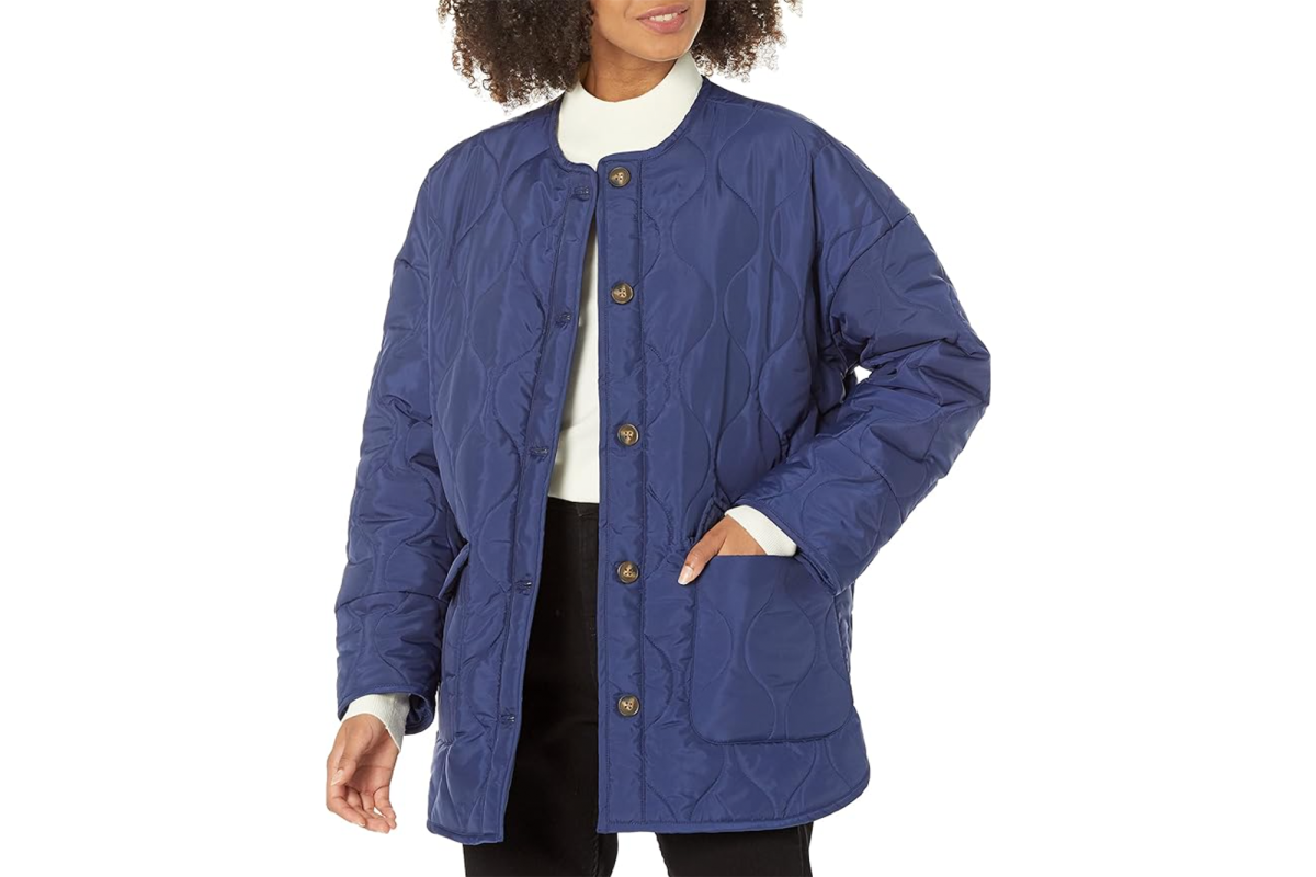 Quilted coat with recycled polyester - guacamole