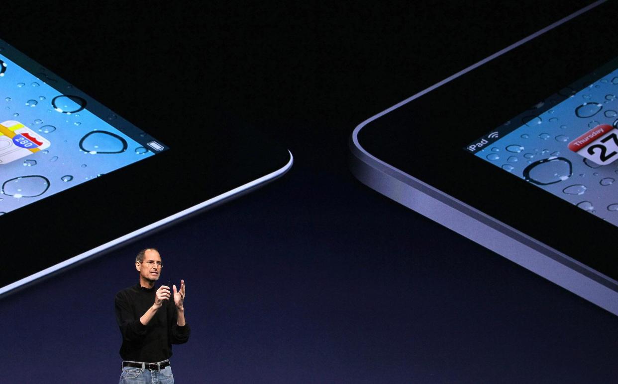 Apple CEO Steve Jobs announces the new iPad 2 during an Apple Special event on March 2, 2011 in San Francisco, California: Justin Sullivan/Getty Images