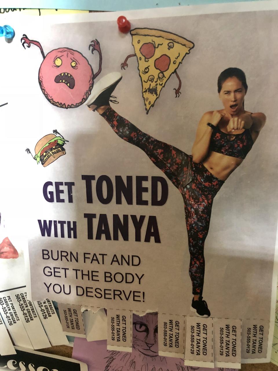 The flyer on set for Toned Tanya&rsquo;s training (Photo: Courtesy of Katie Wee)