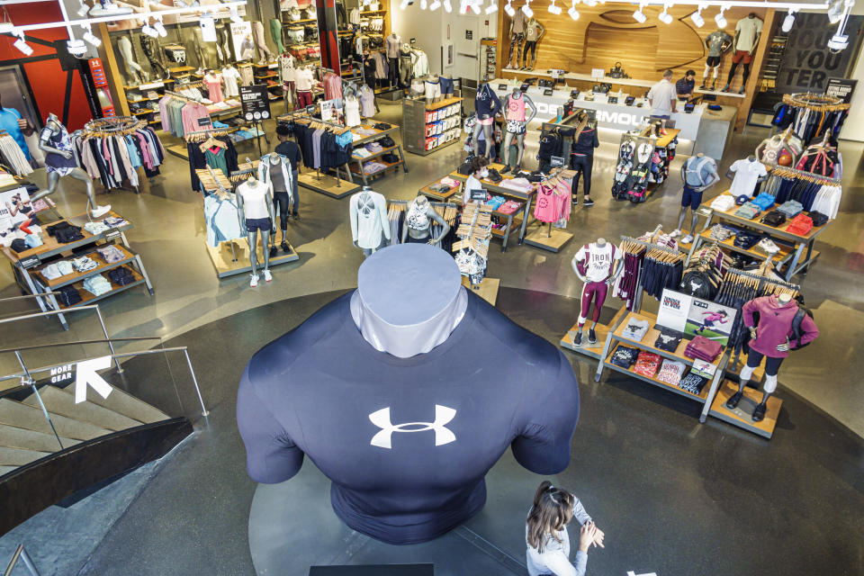 Florida, Orlando, Walt Disney World Resort, Under Armour, athletic sportswear interior merchandise display. (Photo by: Jeffrey Greenberg/Education Images/Universal Images Group via Getty Images)