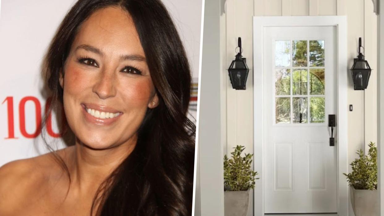  Joanna Gaines Alamy T5ERBR / White Painted front door and porch 