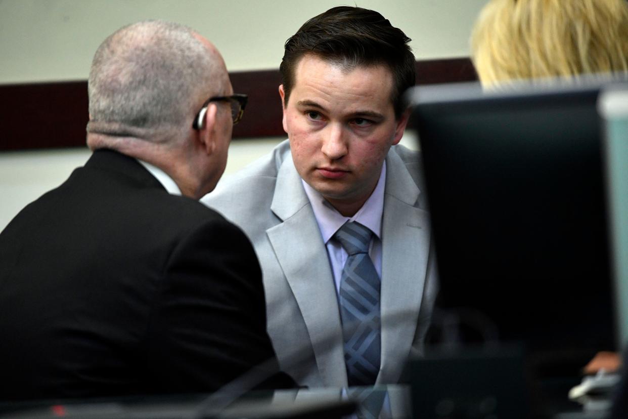 Andrew Delke sits in court before he pleads guilty to manslaughter on July 2, 2021, for the 2018 killing of Daniel Hambrick.