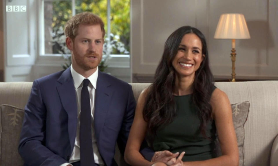 Prince Harry and Meghan Markle during their BBC interview after the announcement of their engagement. [Photo: PA]