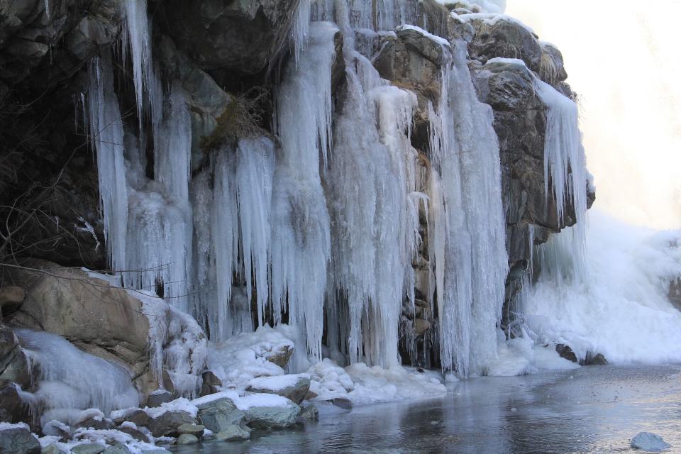 A frozen water body.