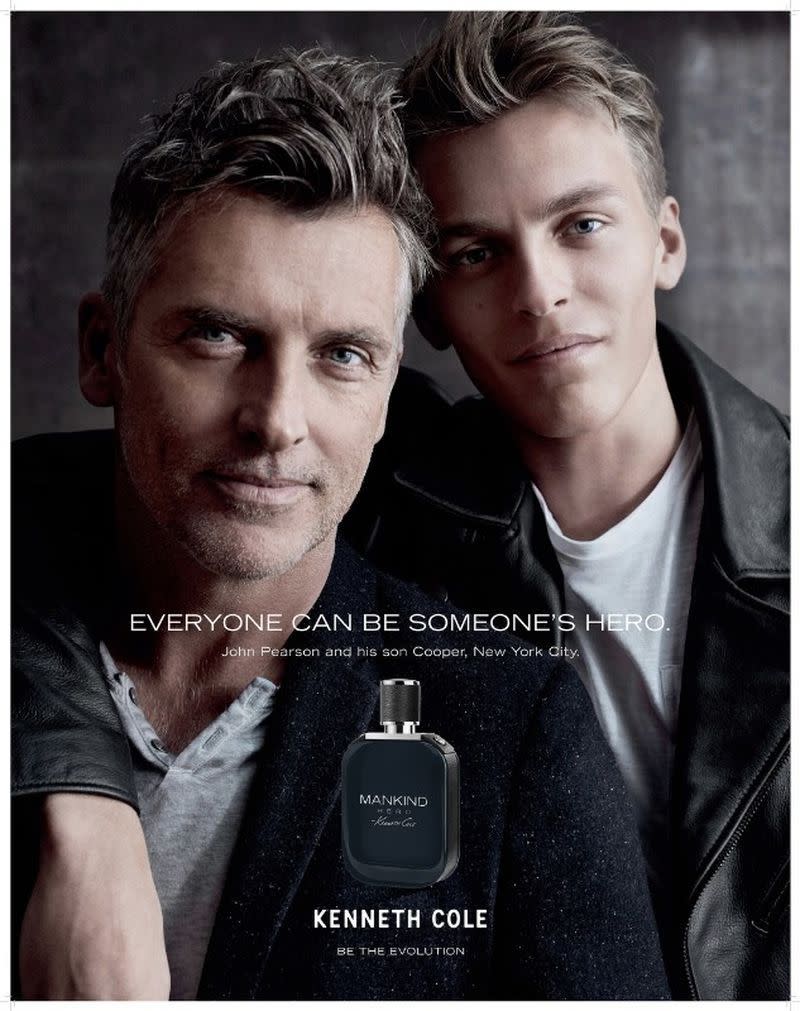 john pearson modeling with his son for kenneth cole