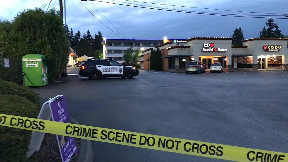A KIRO 7 News crew arrived at the parking lot outside the Best Western Alderwood shortly before 5 a.m. to find a large police response on 36th Avenue West, just off 196th Street Southwest, behind the Lynnwood Event Center.