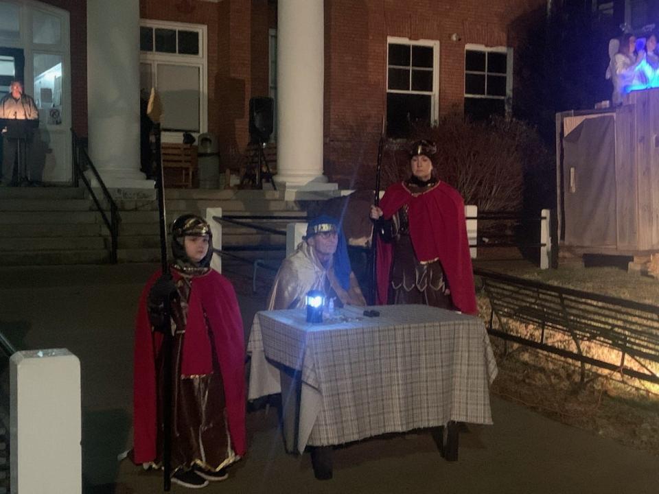 According to Kary Ledford, the Marshall Christmas Pageant director, the Dec. 3 production featured 27 cast members, including the three pictured here.