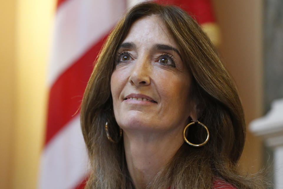 FILE - House Speaker Eileen Filler-Corn, D-Fiarfax, watches a vote tally board in the House chambers at the Capitol, in Richmond, Va., on Jan. 27, 2020. Former Virginia House Speaker Filler-Corn has decided against a bid for governor in 2025 and will instead run next year to represent the competitive northern Virginia congressional. She discussed her decision with The Associated Press Tuesday, Oct. 17, 2023. before filing official paperwork. (AP Photo/Steve Helber, File)