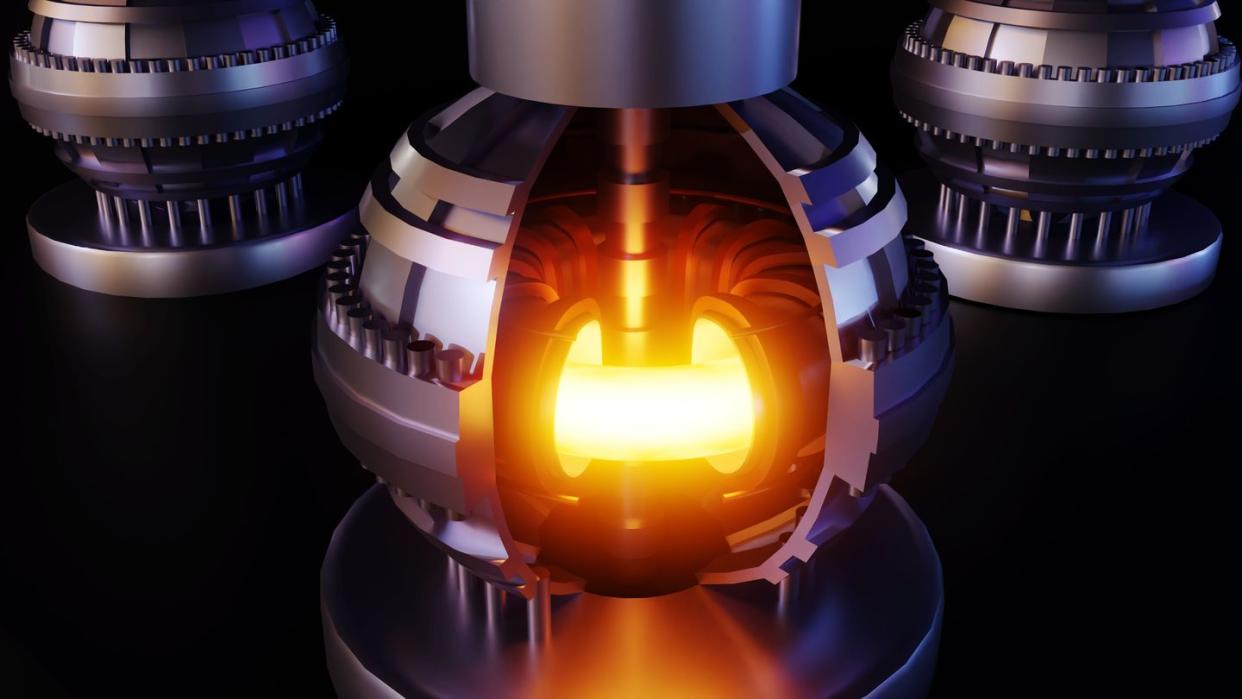 3d rendering of an isolated fusion reactor on a black background