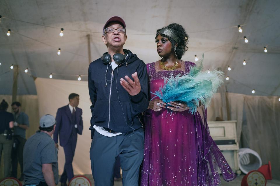 George C. Wolfe working with Viola Davis on set for Ma Rainey's Black Bottom, 2020.