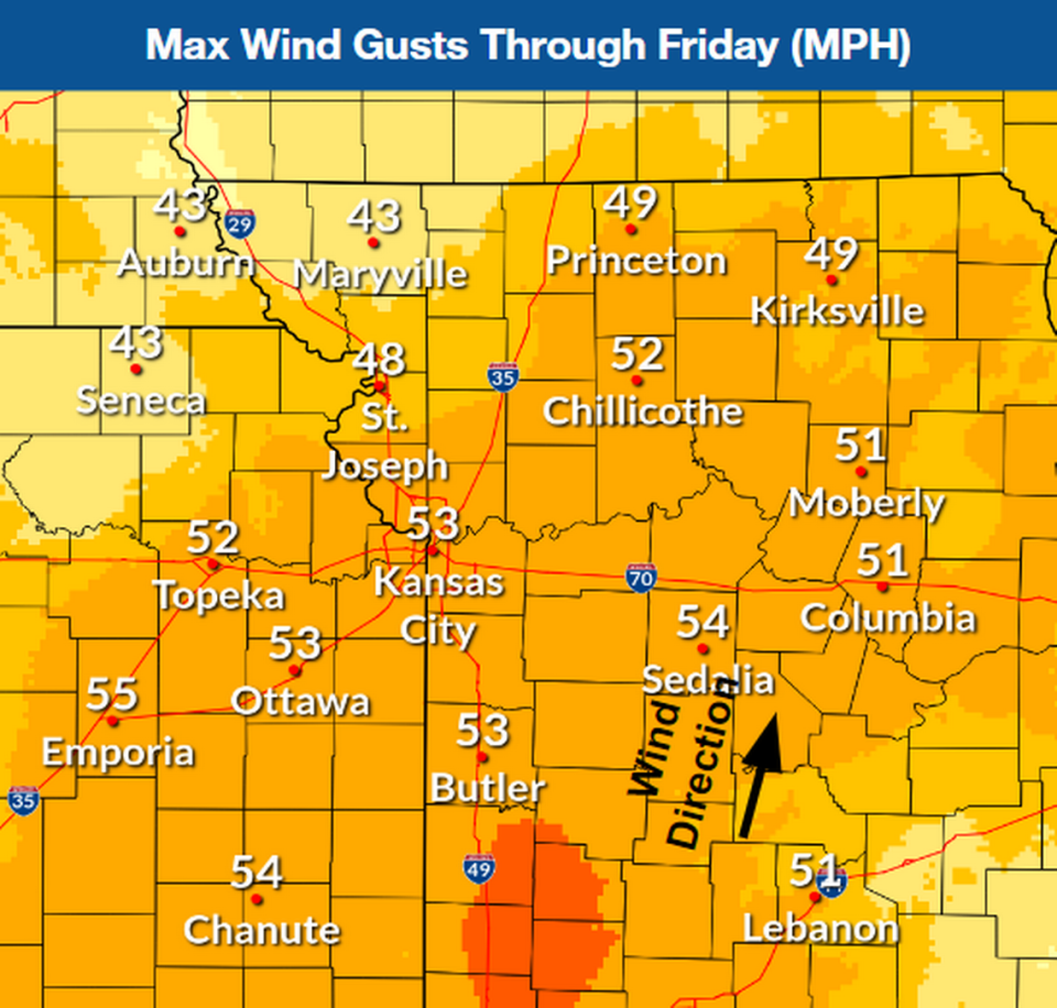 Strong gusts of wind are expected throughout the region, according to the National Weather Service.