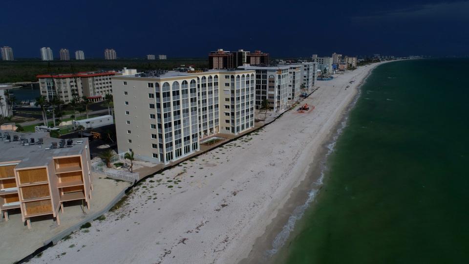 This aerial view along part of the beach coastline in Bonita Springs was photographed August 8.