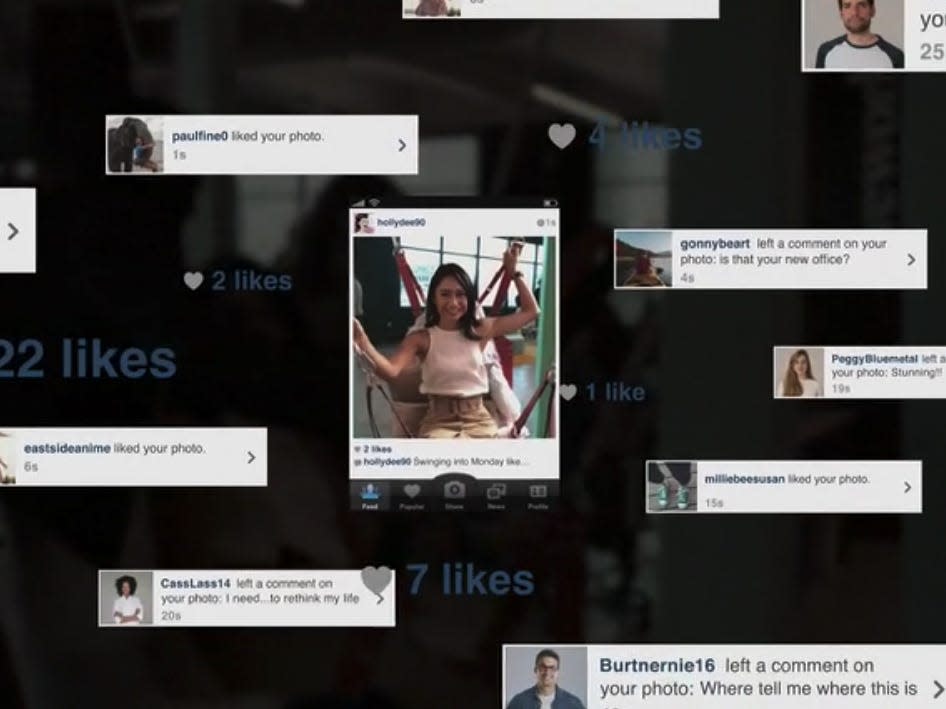 a graphic of instagram posts and comments in the 2010 style on wecrashed