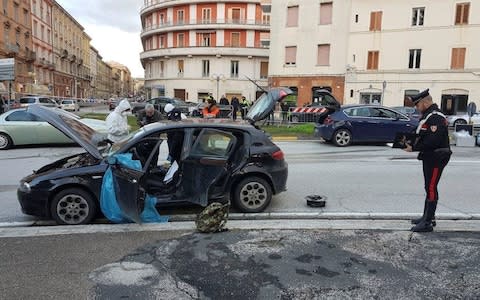 The car belonging to Luca Traini, the Italian man accused of opening fire on African migrants in Macerata. - Credit: Reuters