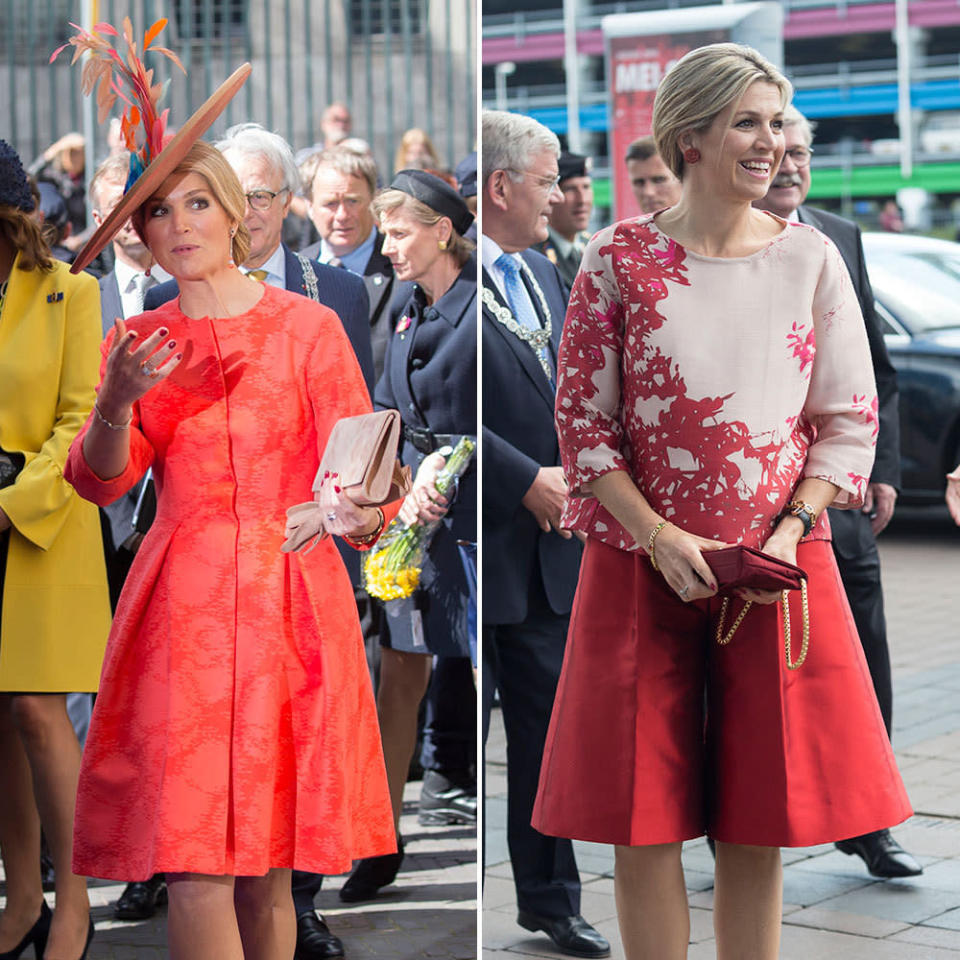 Queen Maxima of the Netherlands: It’s easy to see why Maxima came in second in Hello!’s poll. She’s not afraid to rock bright colours – and dare we say she actually makes knee length satin culottes look ….good?!