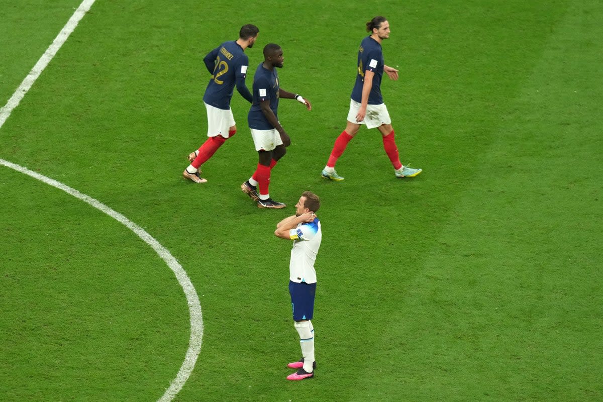 Harry Kane is dejected following England’s World Cup quarter-final loss to France (Peter Byrne/PA) (PA Wire)