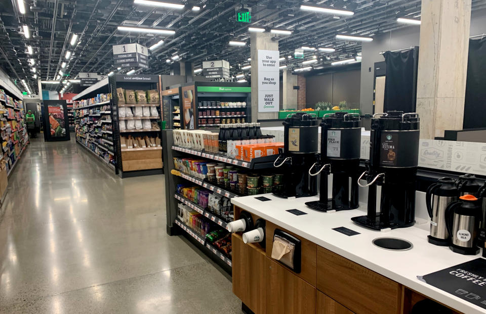 Image: The coffee station at the Amazon Go store in Seattle.