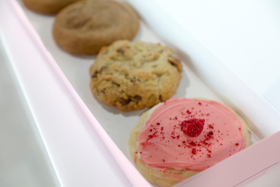 A chilled raspberry lemonade cookie is pictured at Crumbl Cookies, 717 Lancaster Drive N.E. in Salem, Ore., on Tuesday, July 28, 2020.