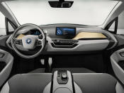 Inside, BMW describes a version of its iDrive system that's eternally streaming data -- whether its terrain data for the navigation system or telling the imaginary owner how long charging will take.